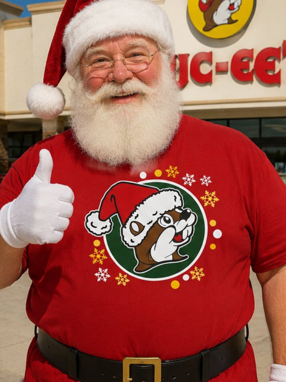 Buc-ee's 2024 Holiday T-shirt - "Believe" - Size 3XL (belt not included)